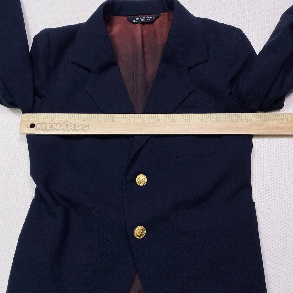 Vintage Christian Dior Jeune Homme Blazer Navy Gold Buttons Wool Boys Size 10